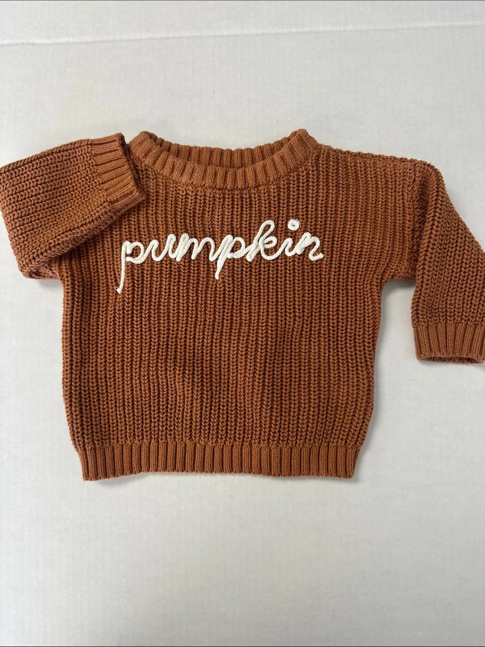 Old Navy Pumpkin Embroidered Fall Sweater 3-6m